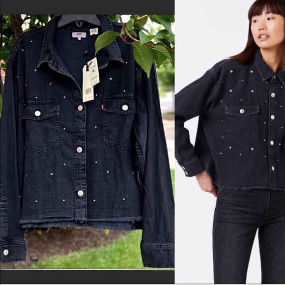 SALE24h NWT Levi’s Stud Rhinestone Black Denim - Picture 4 of 7